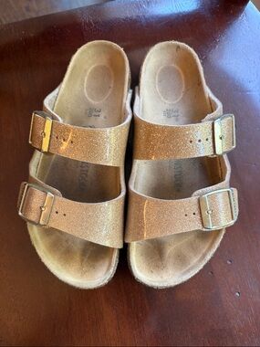 Kids Glitter Double-Strap Sandals in Rose Gold - Birkenstock Arizona